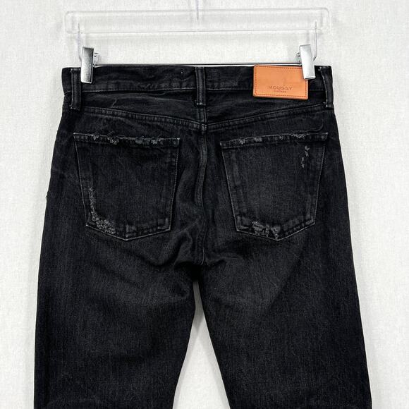 MOUSSY VINTAGE Staley Tapered Straight Leg Jeans Women 26 Black Cropped Distress - Picture 7 of 16
